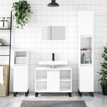 80x33x60 cm High Gloss White Bathroom Cabinet Engineered Wood