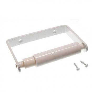 White Toilet Roll Holder with White Roller and Screws