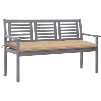 3-Sitzer Gartenbank mit Kissen 150 cm Grau Eukalyptus