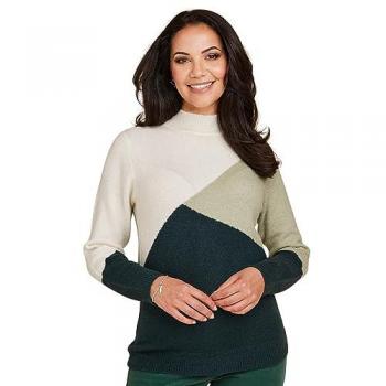 Vivid Colour‑Block Turtle Neck Cardigan