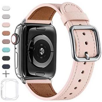 Mnbvcxz Premium Top‑Grain Leather Band, Fits Apple Watch 38-44mm