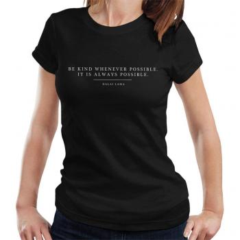Coto7 “Kindness First” Dalai Lama Quote Tee for Women, Black