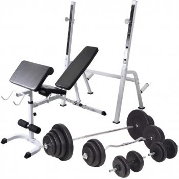 VidaXL Adjustable Workout Bench with Weight Rack and Dumbbells 120 kg