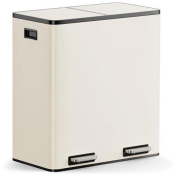 Matte Cream Dual‑Compartment 60 L Kitchen Bin