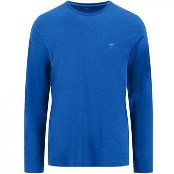 FYNCH-HATTON Langarm-Shirt mit besticktem Logo – Herren, L, blau (Strong Blau)