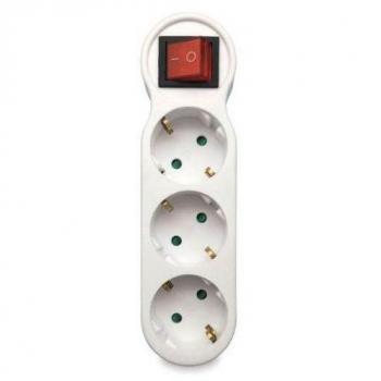 LADRON TRIPLE SALIDA CON INTERRUPTOR GSC BLANCO