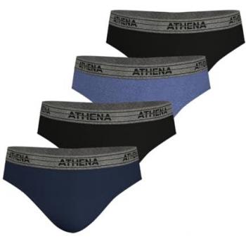 Lot de 4 slips Athena Basic Coton Bleu