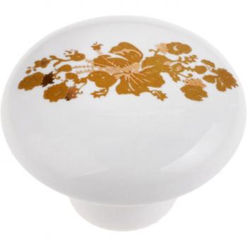 Tirador de muebles de cerámica con estampado floral