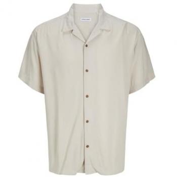 Jack & Jones Kurzarmhemd in Creme mit Reverskragen
