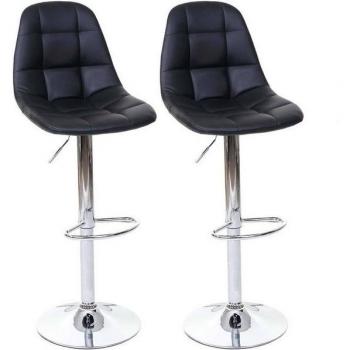 Modernes Barhocker-Set MCW-A67, Kunstleder schwarz, 2 Stück