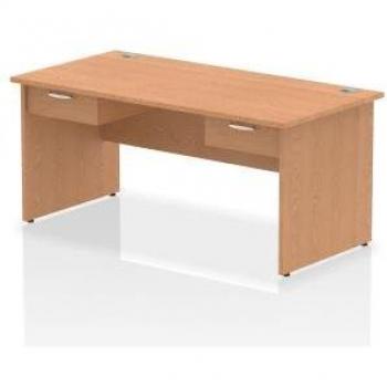Impulse 1600 x 800mm Straight Office Desk with Panel End Legs in Oak Finish