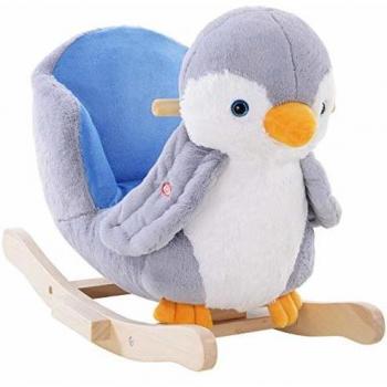 Animal Baby Rocking Horse Penguin Plush Cute Musical Button 32 Songs Wide Seat