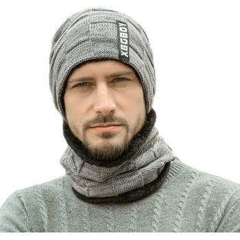 Thick Plush Lined Unisex Beanie Hat and Scarf Set