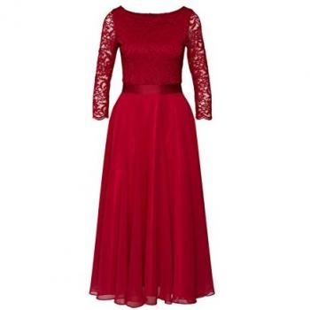 SWING Vestido de Fiesta Rojo Vino