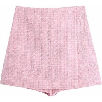 Ladies Pink Tweed Double Breasted Outwear