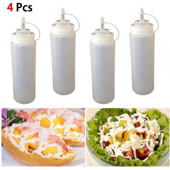 Botellas Apriete Nariz de Botella de 500 ml, 4 Ud, Con Escala y Tapa Antiescapes