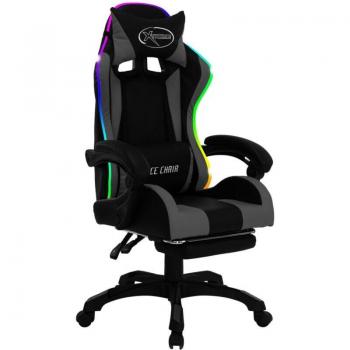 Silla Estudio Giratoria LED RGB Gris