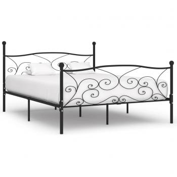 VidaXL Bed Frame with Slatted Base Black Metal 180x200 cm Super King