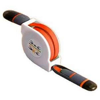 Cable Retráctil Naranja USB a Lightning y MicroUSB