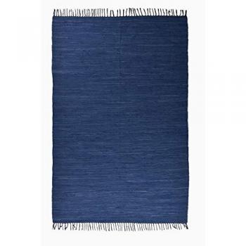 Tapis artisanal Theko Bleu foncé, 160 × 230 cm, reversible