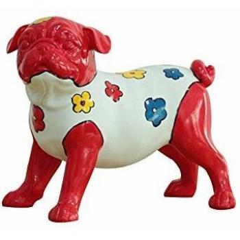 Statue Chien Carlin Avec Fleurs Colorées H18 Cm – Carl Blume