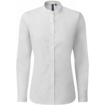 Formeel Opa-Kraag Dress Shirt voor Vrouwen – XS, Wit