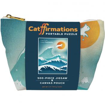Catffirmations Portable Puzzle : 500-Piece Jigsaw & Canvas Pouch
