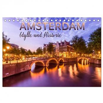 Amsterdam Idylle und Historie Tischkalender 2025 DIN A5 quer CALVENDO
