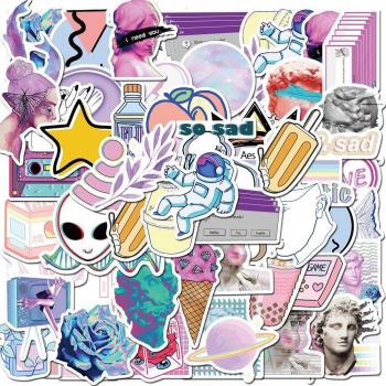 50pcs Vaporwave Stickers for Luggage