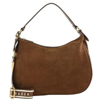 Samiyra Brown Hobo Bag with Webbing and Suede Finish