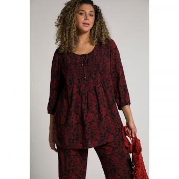 Plus Size Red Two Tone Leaf Print Blouse, Women, Size 24/26, Viscose