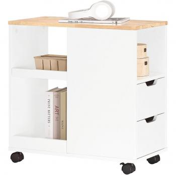 SoBuy Mesa de Centro con Ruedas y Cajones, Ideal para Salón y Dormitorio
