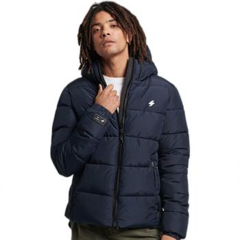 Superdry Steppjacke HOODED SPORTS PUFFR JACKET, mit Kapuze, mit kontrastfarbener Stickerei