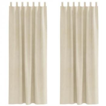 Blackout Velvet Curtains (Cream) with Hanging Loops – Double Set