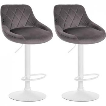 Set de 2 taburetes de diseño Lazio en terciopelo gris