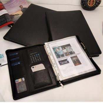 FUANGpu A4 Business Folder with Zipper and Hand Strap