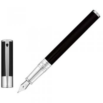 S.T. Dupont D Initial Fountain Pen Black/Chrome, Engravable, Model D-260203