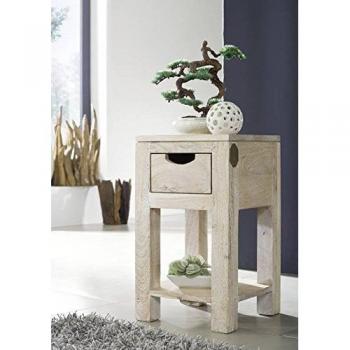 Naturweiß Akazien-Beistelltisch 29x29x50 cm – Modell #30