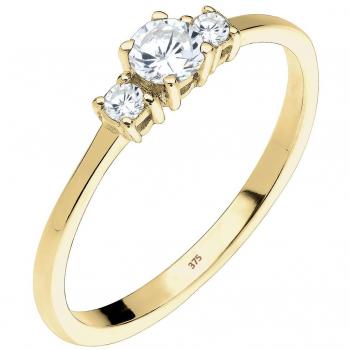 Elli PREMIUM – Trio Zirkonia 375 Gelbgold Ringe (1 ct), Damen