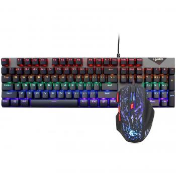 Teclado gamer mecánico RGB y mouse con cable 5500DPI