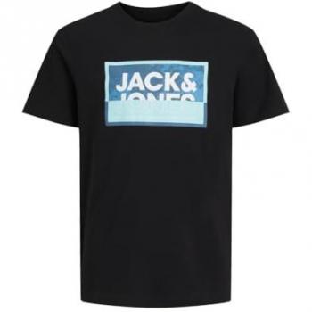 Jack & Jones Junior Jcologan Black Crew Neck T-Shirt