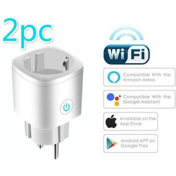 Enchufe Smart WiFi Tuya EU 16A, Monitor de Consumo, Funciona con Alexa y Google Home