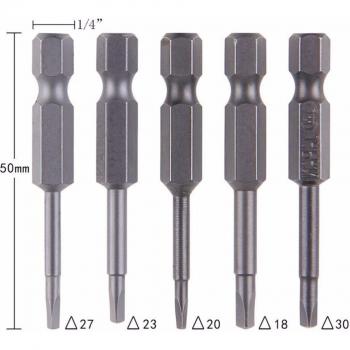 5pcs Anti-Slip Triangle Screw Bits 1.8/2/2.3/2.7/3 mm