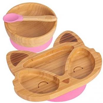 Pink Fox Bamboo Baby Weaning Dinner Set
