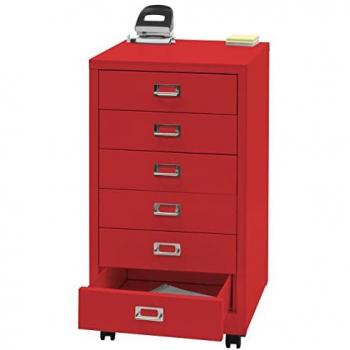Armoire roulante MENDLER HWC‑L49 – caisson à tiroirs en métal, 6 tiroirs, couleur rouge