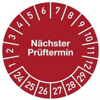 Plaquette de suivi à long terme D.20 mm – Prochaine vérification 2024‑2029 – Fichier de 100 unités