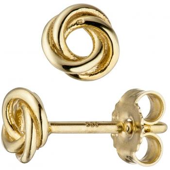 JOBO Damen Ohrstecker 333 Gold, verschlungen, Gelbgold