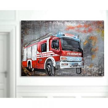Gilde Kunstobjekt Feuerwehr Bild 120cm rot-grau