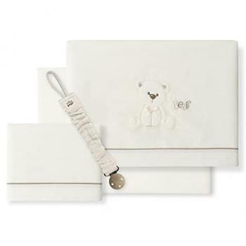 Juego de Sábanas para Cuna 60 x 120 cm Oso Lazo Beige