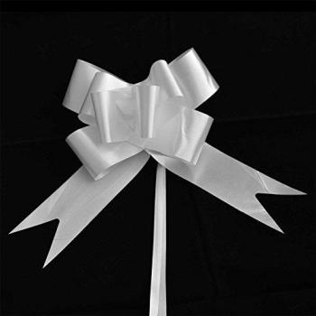 All Occasion 30mm White Ribbon Pull Bows – 10 Count